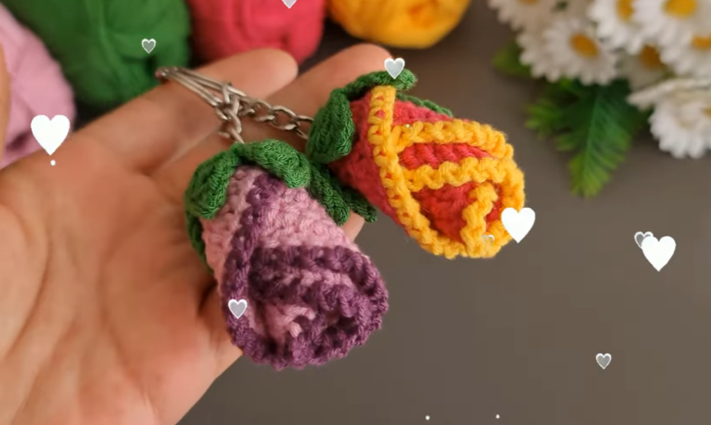 How To Crochet Flower Keychain Pattern