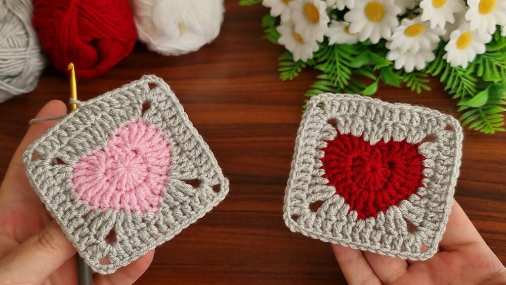 How to make Crochet Heart Granny Square