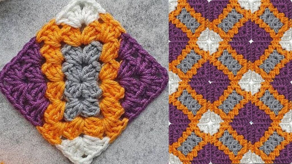 Beautiful Crochet Daimond Granny Square